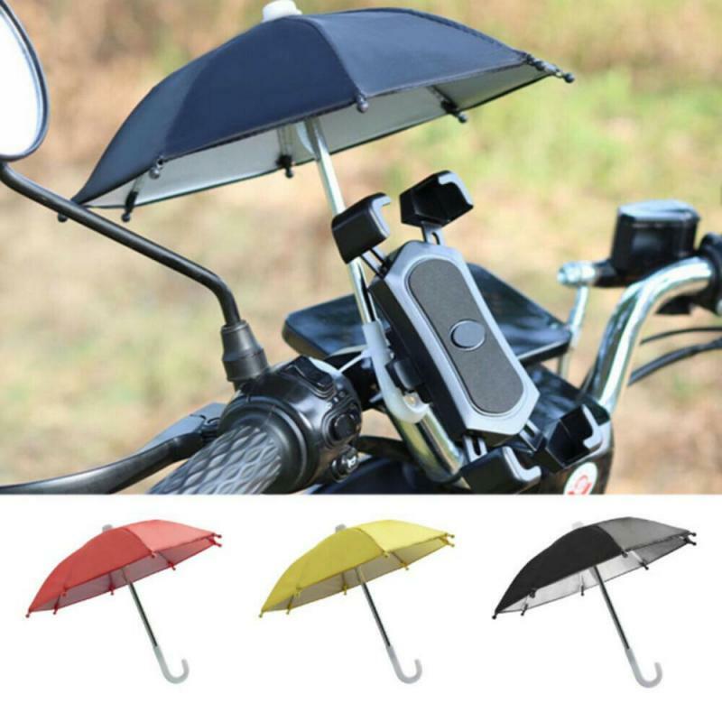 Sombrilla portátil de aleación impermeable para decoración de paraguas de bicicleta, sombrilla pequeña para teléfono locomotor de motocicleta