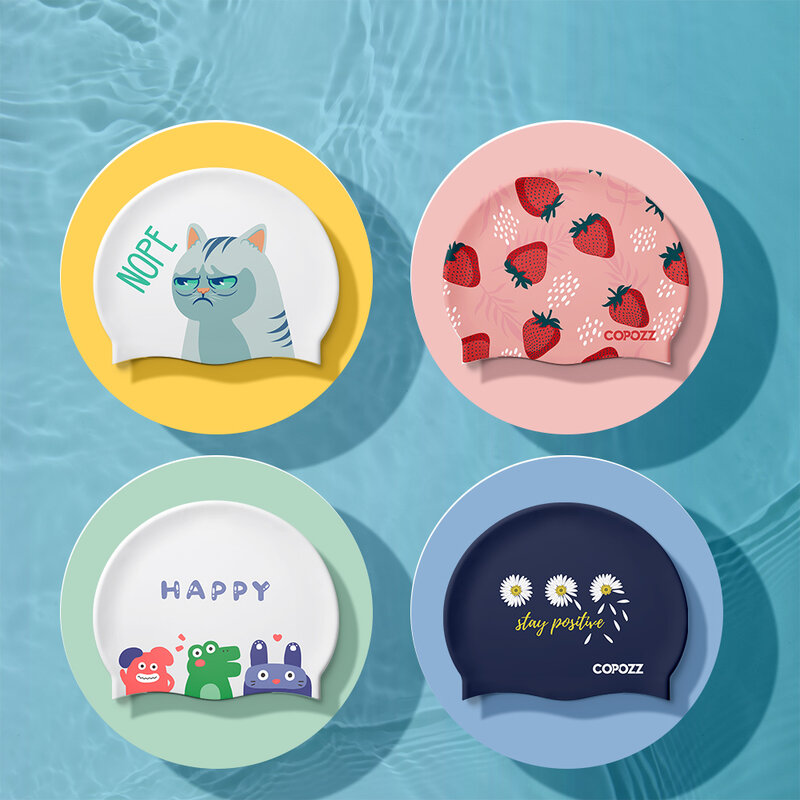 COPOZZ 남녀공용 수상 스포츠 수영 모자, 귀 보호, 긴 머리, 대형 수영장 모자, 전문 스포츠 방수 수영 모자