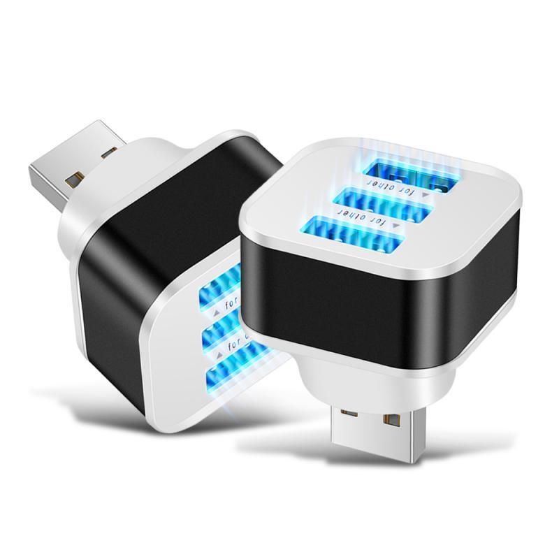 Adaptor Extender USB Portabel 3 Port Kecepatan Tinggi Pemisah Port USB2.0 untuk Aksesori Komputer Penerima Notebook Laptop PC