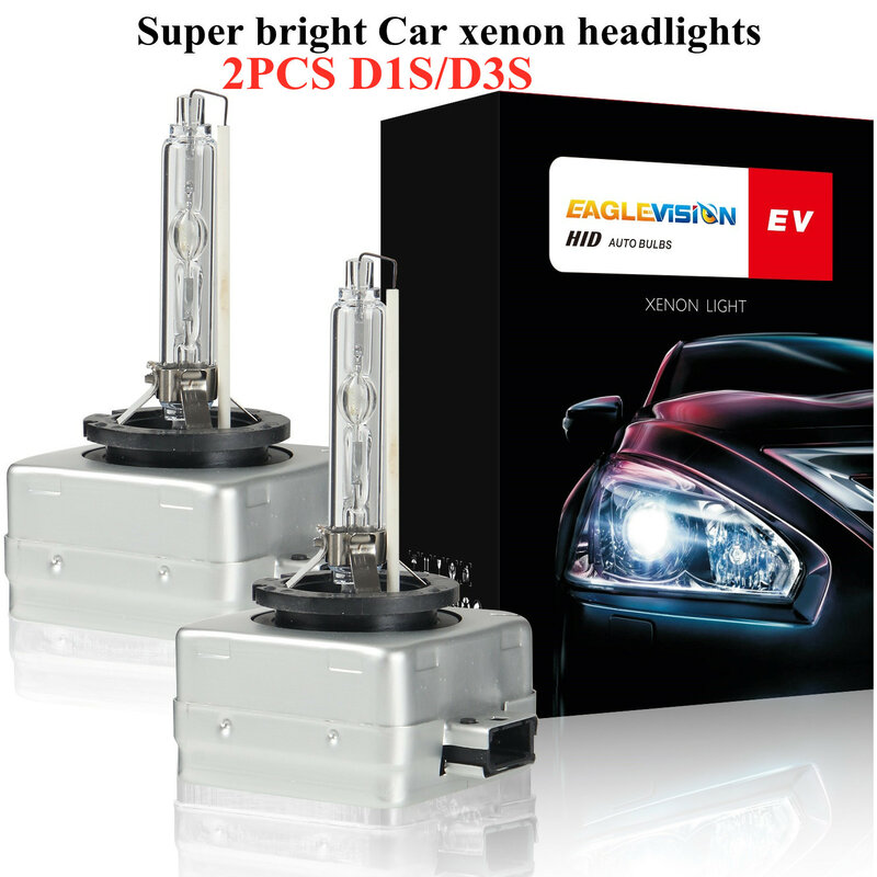 Ampoules au xénon HID pour phares de voiture, Kit d'ampoules au xénon Super lumineuses D1S D3S D2S 35W 9000LM 4300k 6000K 8000K 2 pièces