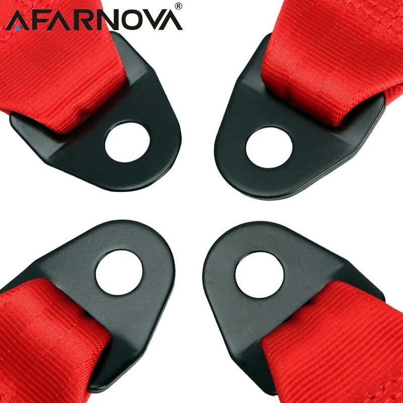 Sports Racing Seat Belt Four Point Fixing Mounting 4 Points Car Safety Belt Quick Release Buckle Harness Adjustable Black Red