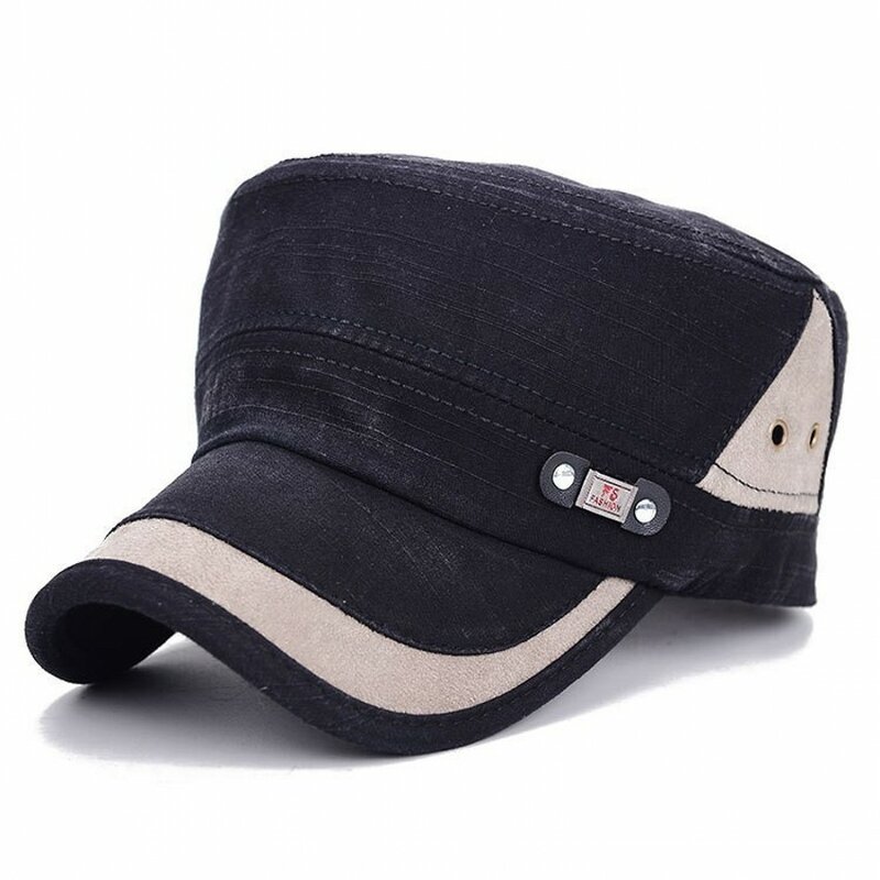 ล้างผ้าฝ้ายทหารหมวก Cadet Army หมวกการออกแบบที่ไม่ซ้ำกัน Vintage Flat Top หมวก