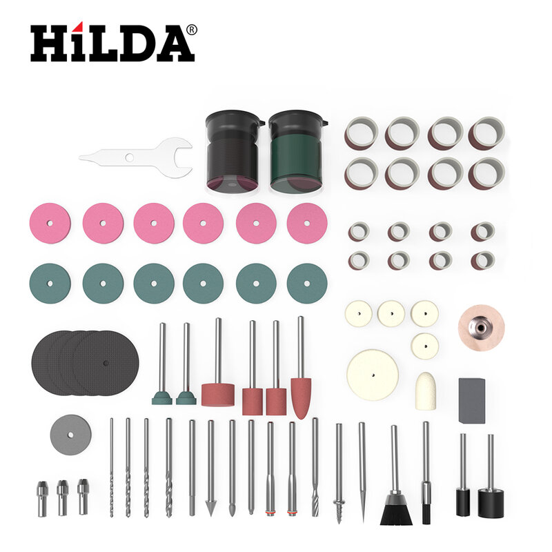 HILDA-accessoires pour outils rotatifs pour mini-forets Dremel, jeu de mèches, outils abrasifs, ponçage, polissage, Kits d'outils de coupe