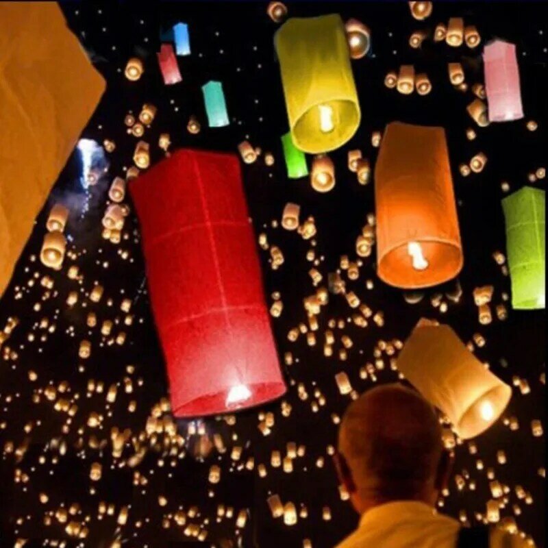 Lanterna di desiderio di carta cinese matrimonio compleanno decorazioni per feste all'aperto regalo di festa lampade a candela a mosca penna gratuita Air Kong Ming lanterne