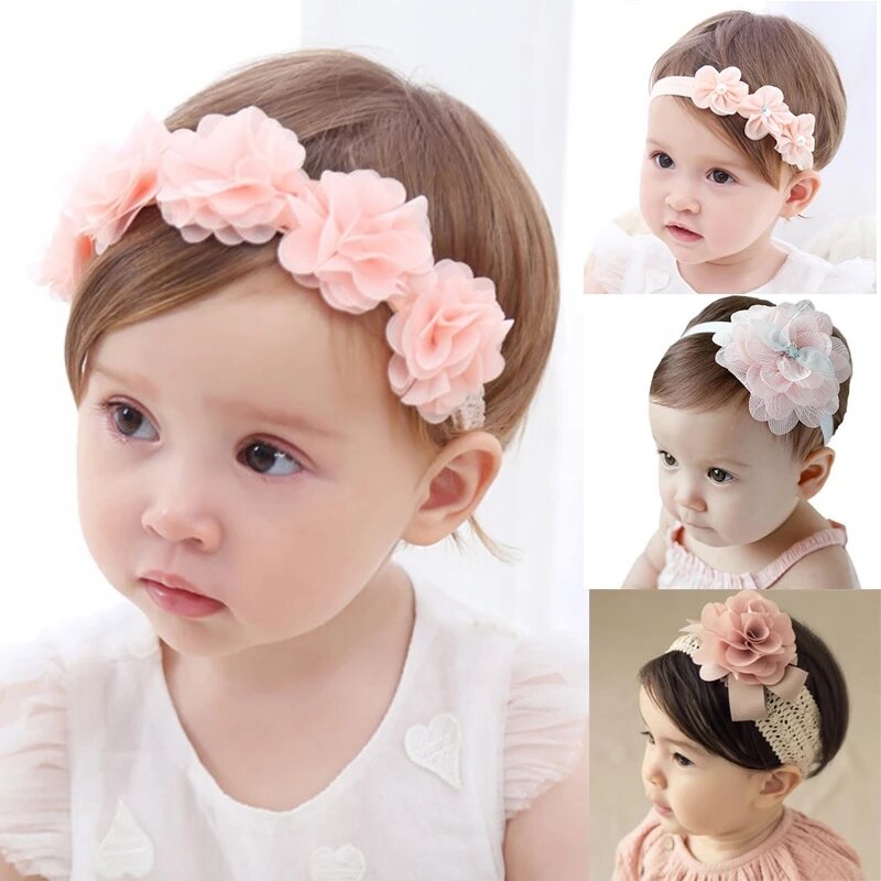 Diadema de flores para bebé, cintas para el pelo, bebés de lazos para niña, turbante para recién nacido, accesorios para el cabello para bebé