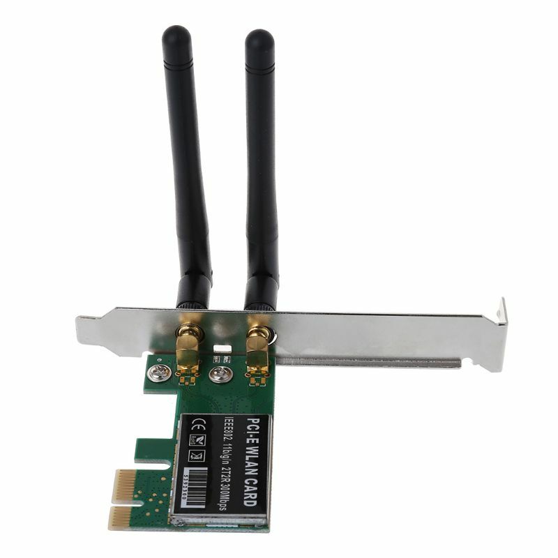 Tarjeta de red inalámbrica PCI-E de 300Mbps, placa adaptadora WLAN WIFI PCI Express con antenas para cables de extensión de accesorios de ordenador PC