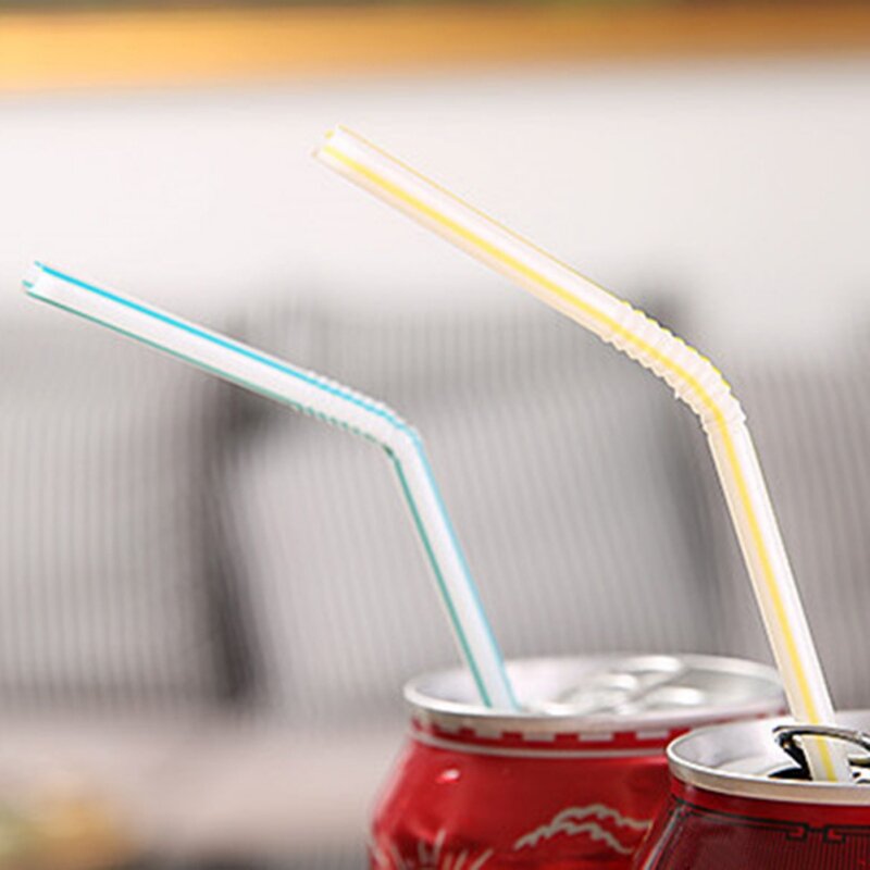 Flexible Plastic Drinking Straws, Long Disposable Straws Party Supplies Decorations
