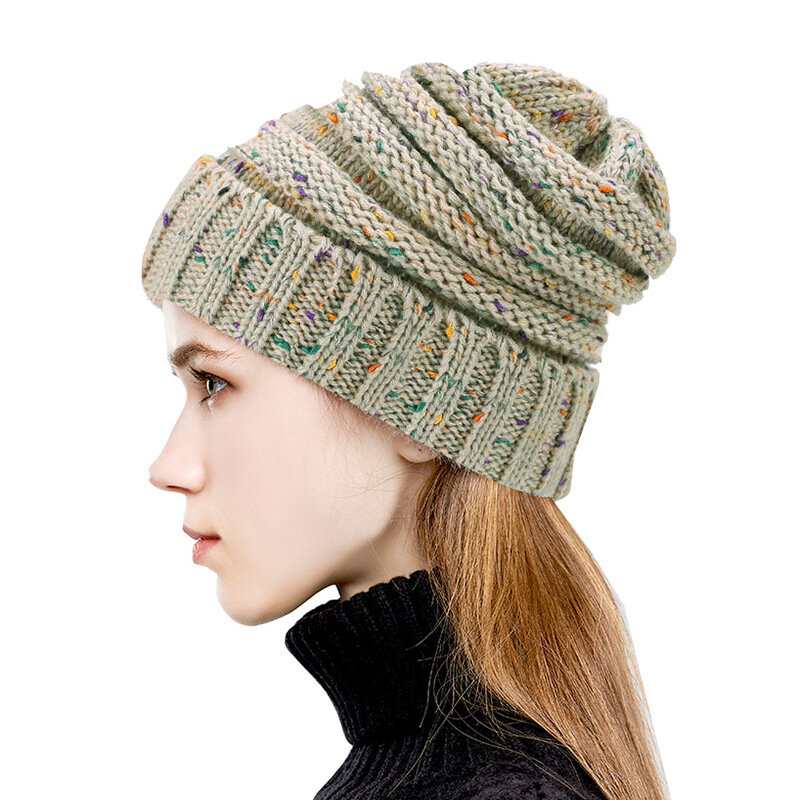 2021 chapéus de lã de malha masculina das mulheres do inverno europa américa moda cor dot casal boné senhoras thread knit hat para femme presente