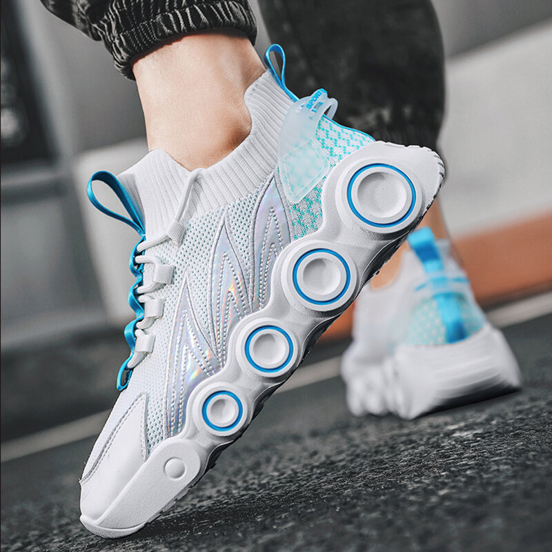 2022 Men Sports Running Shoes Fashion Mesh Casual Shoes Hot Wheels Thick Bottom Shock Absorption Comfortable Athletic Footwear