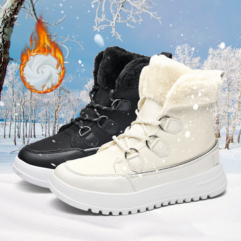 Buty damskie antypoślizgowe wodoodporne zimowe kostki zimowe damskie platformy zimowe buty z grubym futrem Botas Mujer wysokie buty 36-42