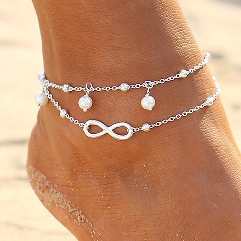 Delysia King New Arrival Simple Infinity Anklet Creative Double Chain Pretty Girl Summer Beach Travel Bracelet Jewelry