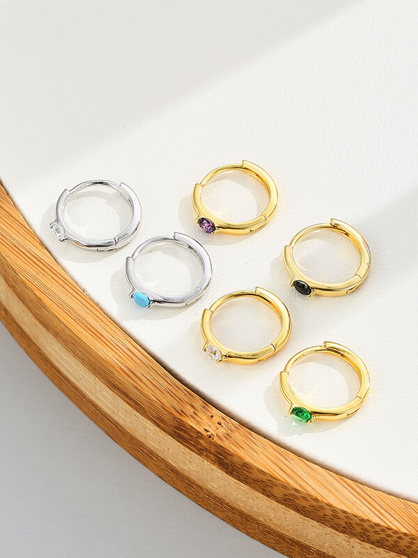 Nuovi orecchini a cerchio classici in argento Sterling 925 per donna accessori per gioielli femminili di lusso con zirconi cubici multicolori