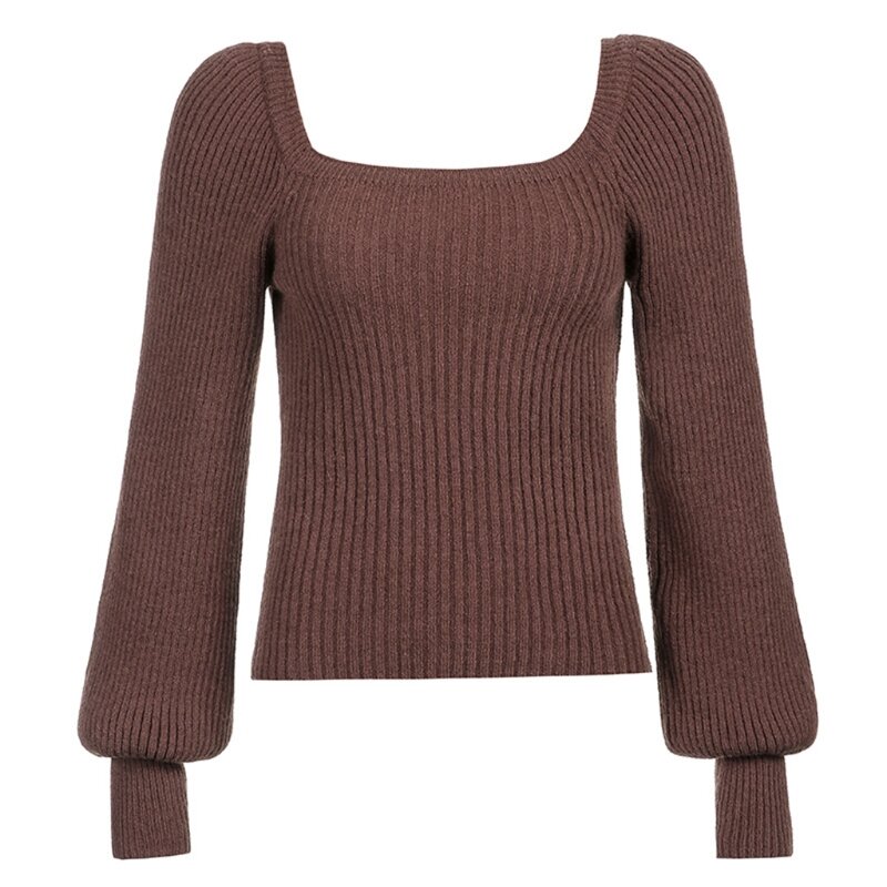 Suéter de manga larga con cuello alto para mujer, Jersey suelto de punto, Color sólido, X3UE