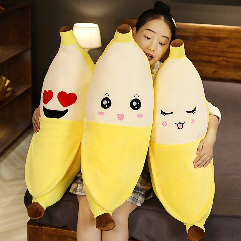 Забавная Милая Банановая мягкая подушка 40-80 см, диванная подушка, детская милая плюшевая кукла, детские игрушки с фруктами, детские подарки ...