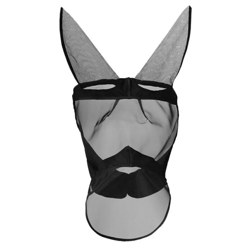 Máscara de proteção antimosquito para cavalo, máscara voadora respirável confortável, equestre, material equestre, máscara removível, protetores de malha