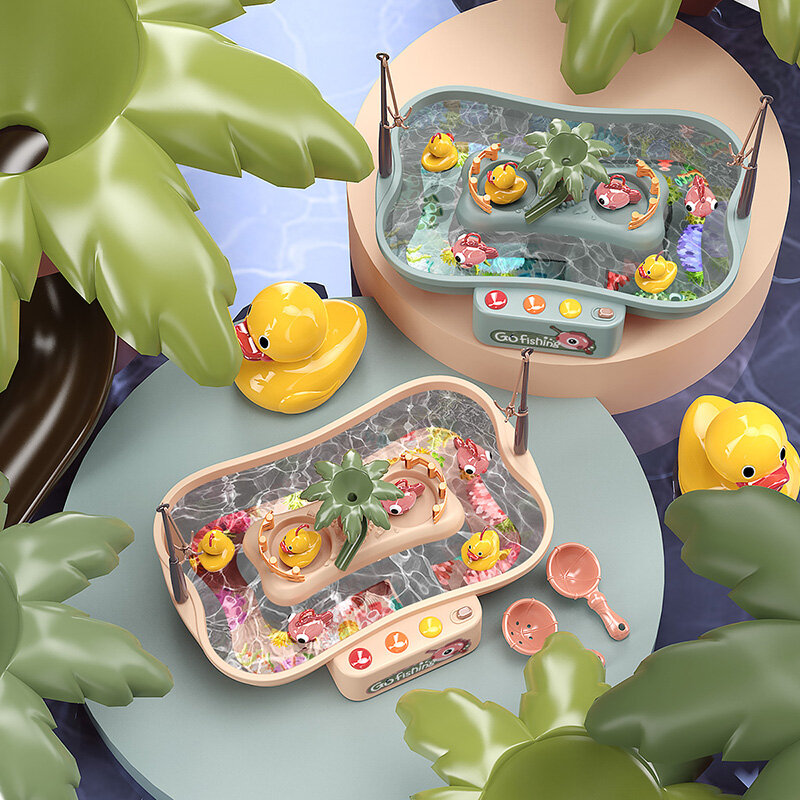 Montessori Magnetik Permainan Memancing untuk Anak-anak 2 Sampai 5 Tahun Bebek Memancing Permainan Anak untuk Anak-anak Laki-laki Luar Ruangan Meja Air Ikan Mainan