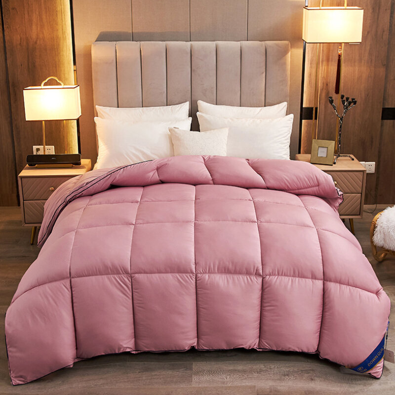 95% cama de ganso branco edredon inverno quente acolchoado colcha cor sólida colcha para baixo cobertor para casa hotel rei rainha gêmeo tamanho