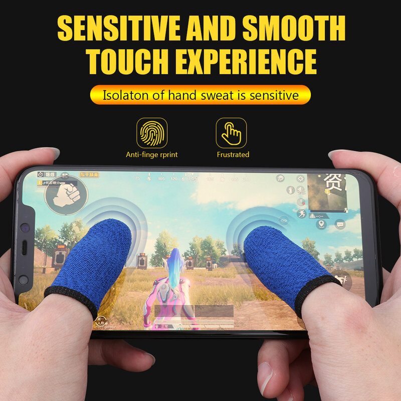For PUBG 2Pcs Breathable Game Controller Finger Cover Sweat Proof Gaming Finger Thumb Sleeve Touch Screen Sensitive Shoot Glove
