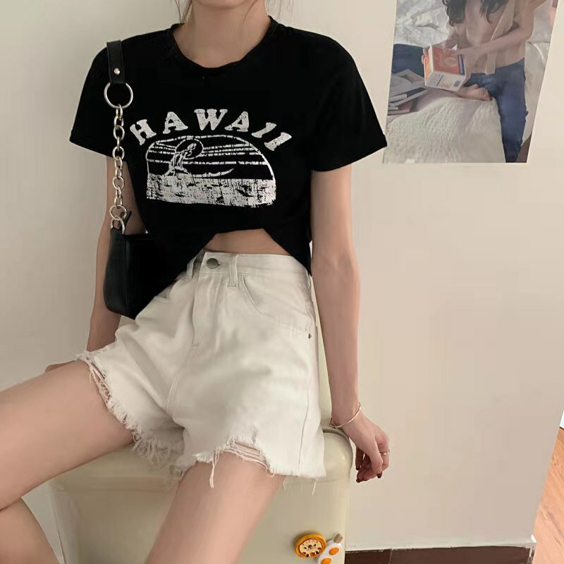 Streetwear cintura alta perna larga denim shorts para as mulheres 2021 nova jean shorts verão estilo coreano feminino solto curto shorts