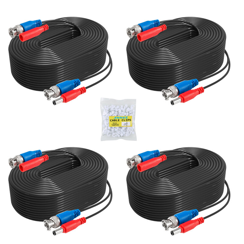 New 4PCS a Lot 30M 100 Feet CCTV BNC Video Power Cable For CCTV AHD Camera DVR Security System Black Surveillance Accessories
