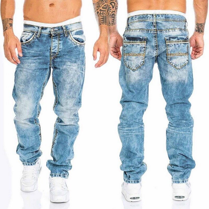 Jeans da motociclista Jeans da motociclista strappati elasticizzati strappati da uomo Jeans Hip-Hop Slim Fit in Denim Punk pantaloni in cotone jeans con cerniera
