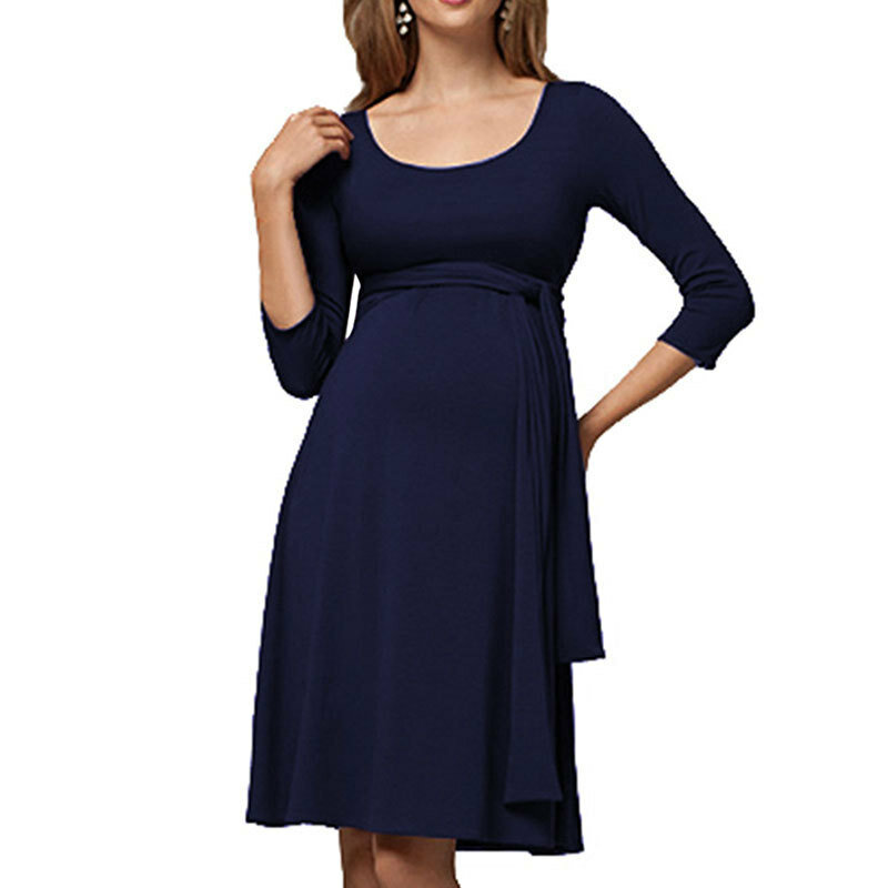 2020 nowa damska sukienka ciążowa moda kobiety w ciąży karmienie piersią jednokolorowa sukienka ciążowa pas komfort seksowne ubrania