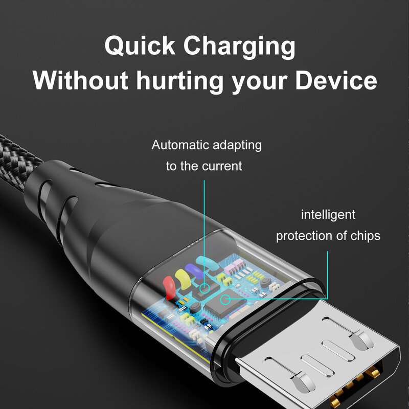 Lovebay – câble Micro USB 3A pour recharge rapide et données, cordon pour téléphone portable, compatible avec Samsung Xiaomi Redmi Note 4 Android