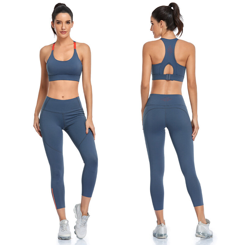 Бесшовный Женский комплект нижнего белья для йоги, тренировочная спортивная одежда, аксессуары для спортзала, женские быстросохнущие высо...