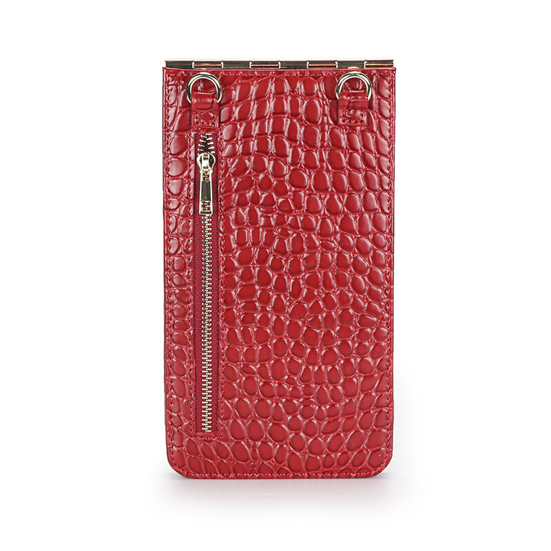 ワニのパターンの女性のショルダーバッグ財布革携帯電話の袋のチェーンメッセンジャーかばんファッションidカードクレジットカードハンドバッグ