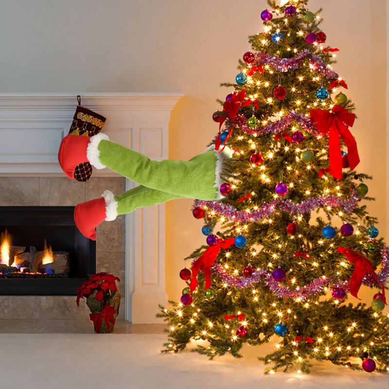 Patas de felpa de 15,7 pulgadas para decoración navideña, patas rellenas para árbol de Navidad, decoraciones navideñas de Año Nuevo, 2021