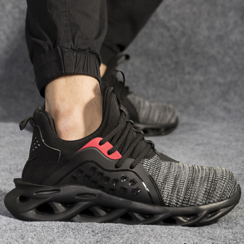 Sneaker da lavoro stivali da uomo traspiranti scarpe da lavoro leggere scarpe da uomo Sneakers stivali da trekking alla caviglia calzature protettive anti-piercing