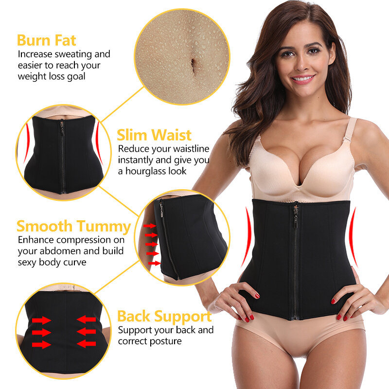 Neoprene Sweat Sauna Waist Trimmer Belt Body Shaper Waist Trainer Corset Fat Burning Fajas Colombianas Tummy Control Shapewear
