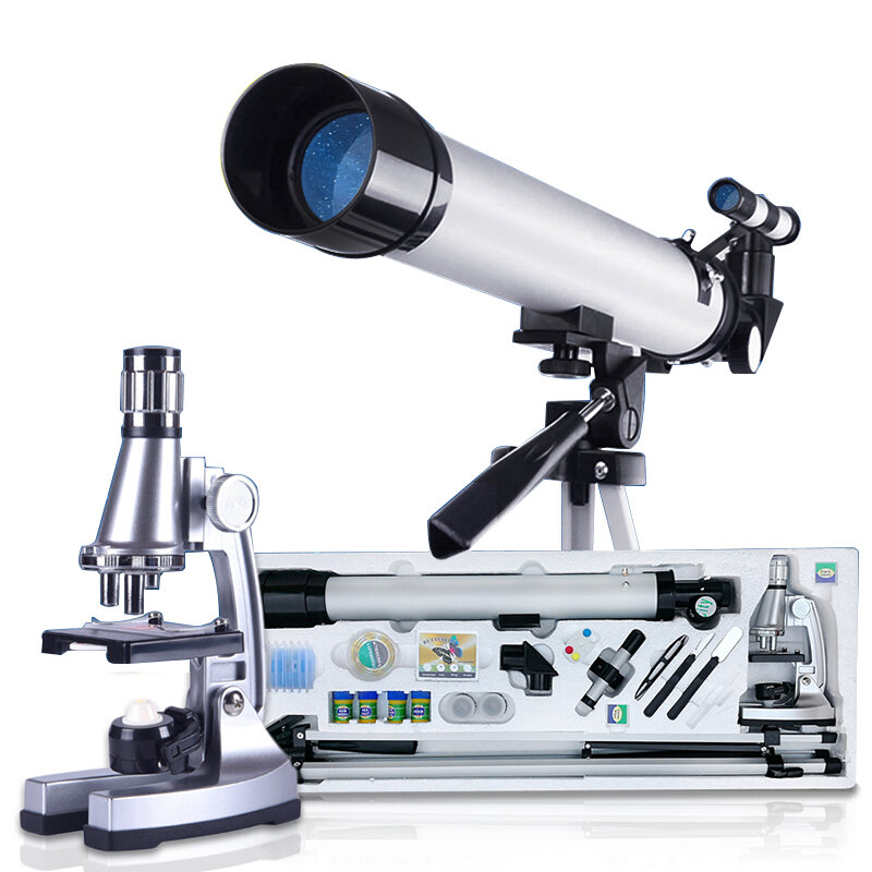 Télescope astronomique réfracteur et Microscope 1200X pour enfants, ensemble d'apprentissage scientifique, jouet éducatif pour enfants, cadeau