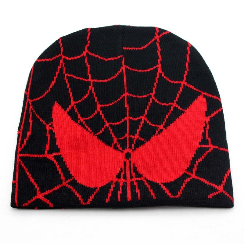 スパイダーマン刺繍入りビーニー帽子,冬用,暖かくて柔らかいニットのキャップ,男の子へのギフト