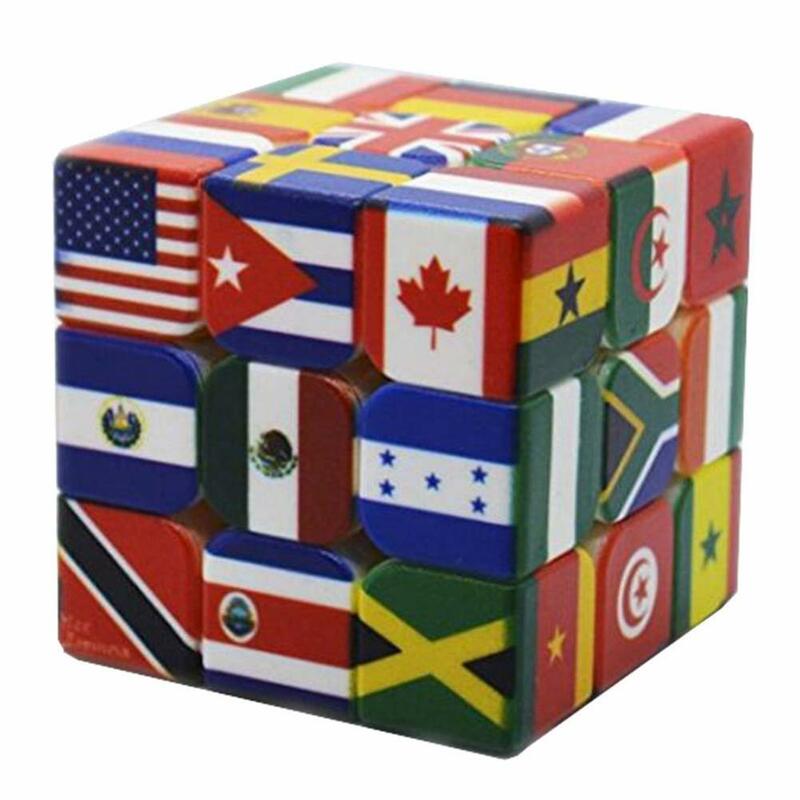 Kuulee-cubo mágico de alta calidad para niños, juguetes infantiles interesantes con impresión UV, cubo mágico con bandera nacional, juguetes educativos 3x3x3