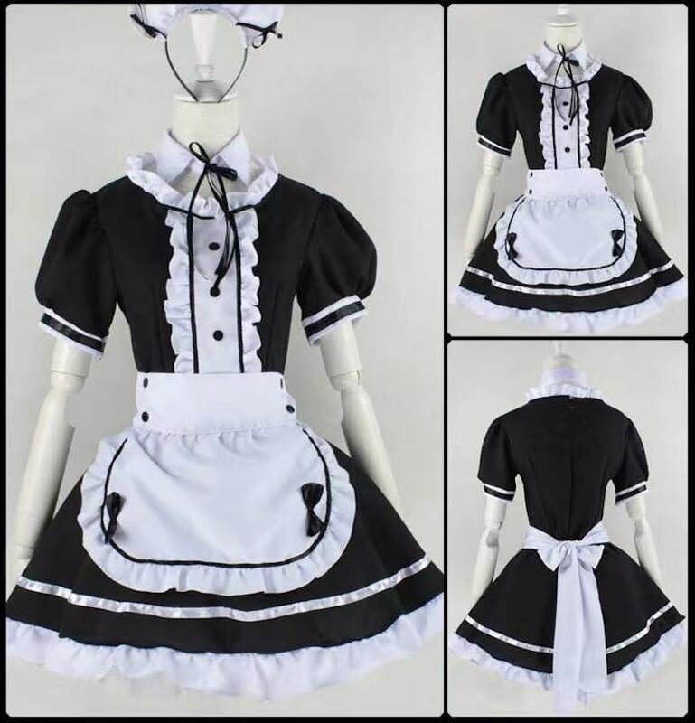 2021 New Cute Lolita Light Sound Maid Costume French Cosplay Costume Waitress Sex Girls 15 Party Stage Costumes Sexy Lingerie