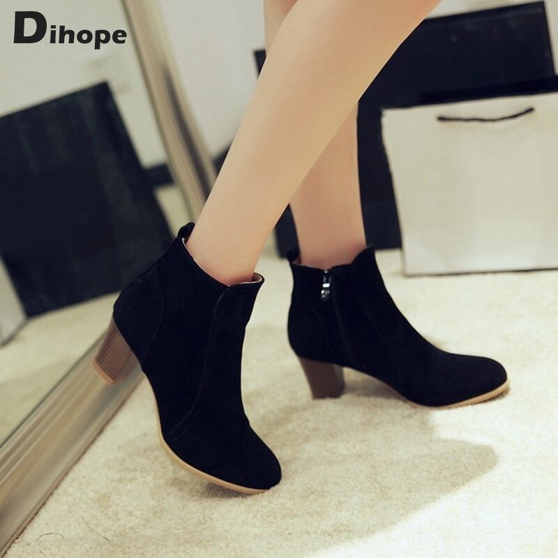 Dihope – bottes à talons hauts et bouts pointus pour femme, chaussures courtes et Sexy, taille 35 à 43, mode européenne, collection automne-hiver