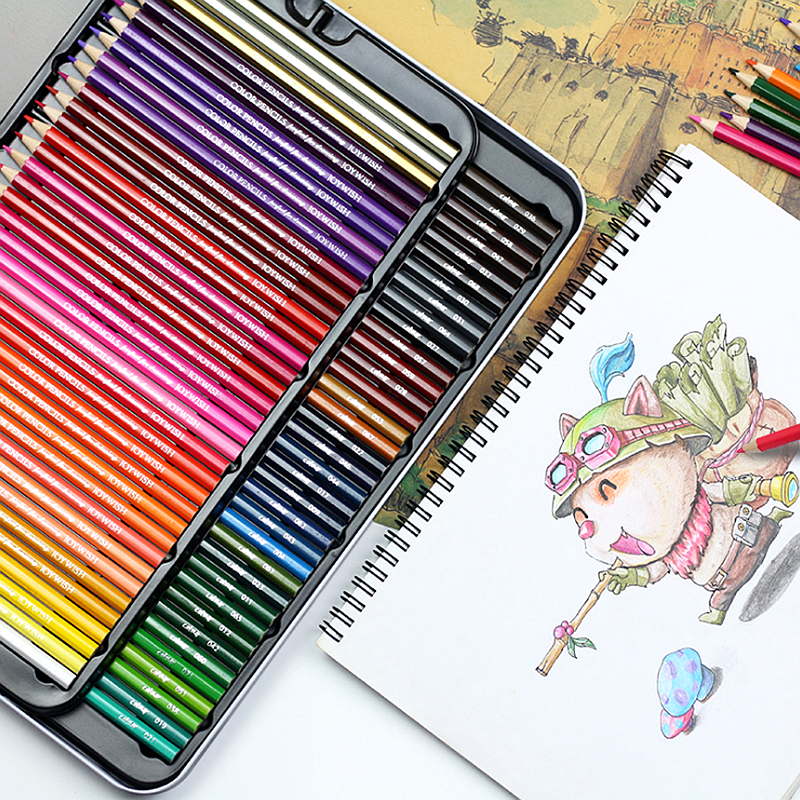 Yoga lápis de cor profissional, 72 cores, óleo, desenho, lápis de cor com caixa de ferro, presente para crianças, materiais de arte