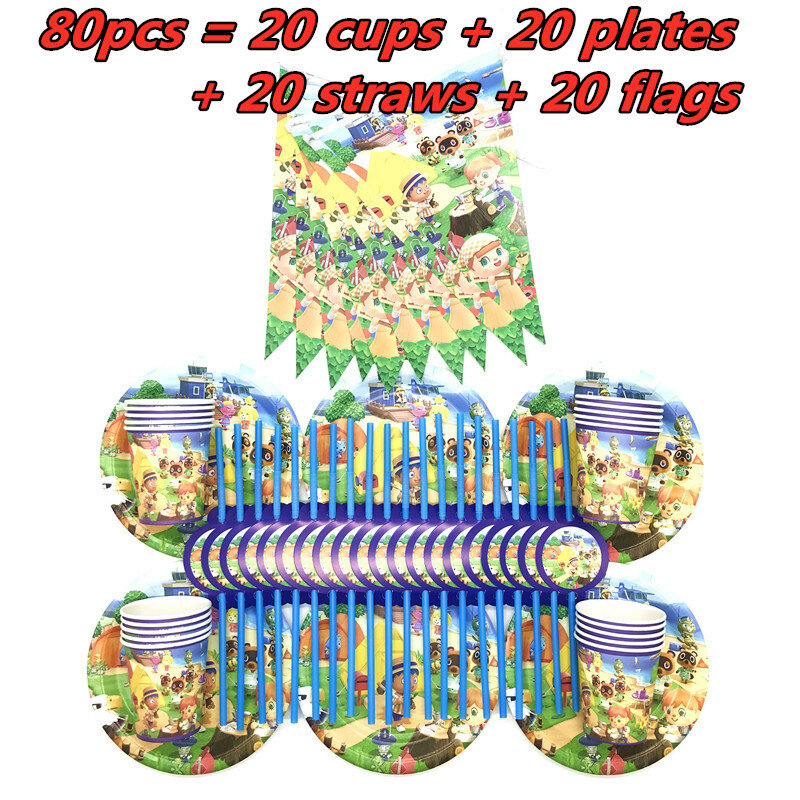 Set di stoviglie usa e getta per animali caldi Set di piatti tazze cannucce bandiere festa di compleanno per bambini Baby Shower decorazioni forniture