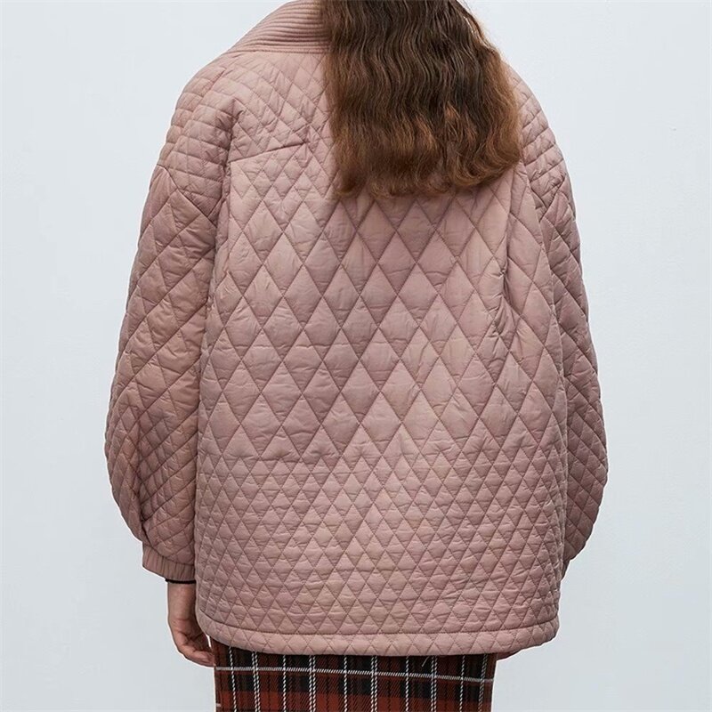 Frauen 2021 Mode V-ausschnitt Moderne Plaid Lange-ärmeln Lose Profil Baumwolle Jacke Weibliche Oberbekleidung Chic Tops