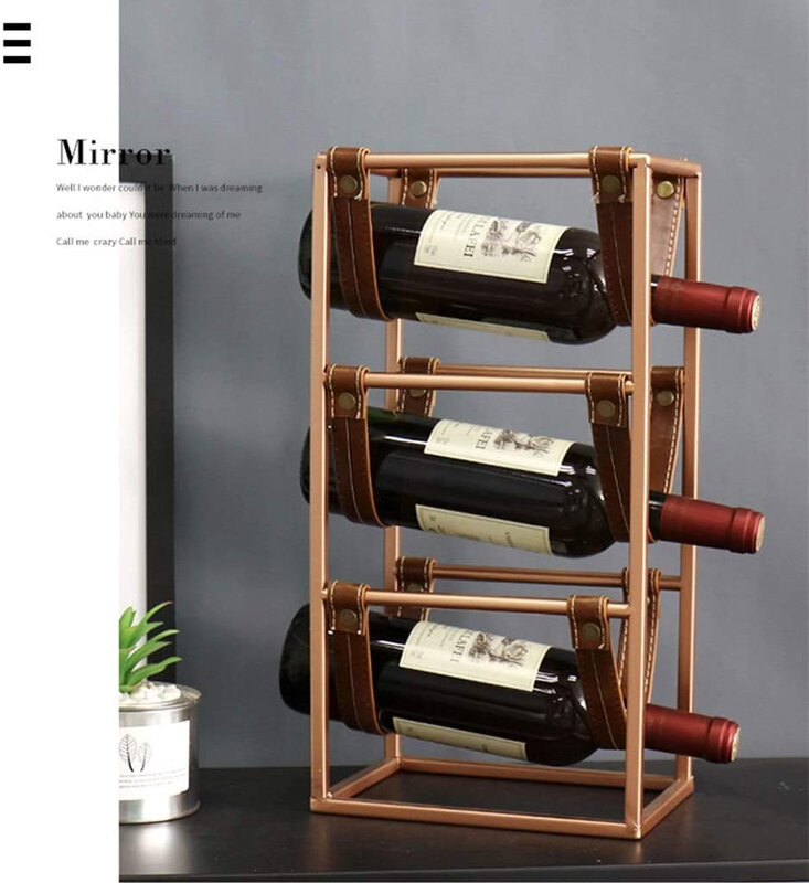 Portabottiglie in pelle corda portabottiglie home piccolo desktop espositore per vino set di accessori per vino con pelle