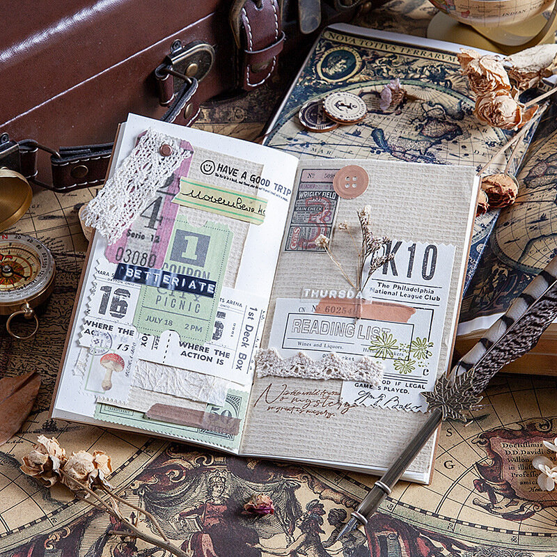 Colección de pegatinas de billete de tiempo Retro, planificador diario de viaje Vintage, álbum de fotos, álbum de recortes, pegatinas de papel, papelería, 400 unids/set por juego
