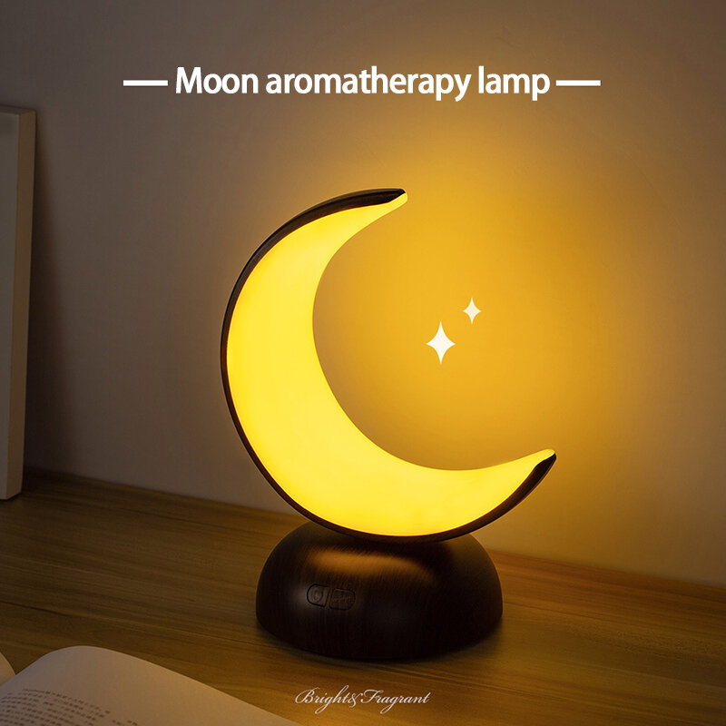 Veilleuse aromathérapie en forme de lune, lumière blanche chaude, luminaire décoratif d'intérieur, idéal pour une chambre à coucher ou un bureau