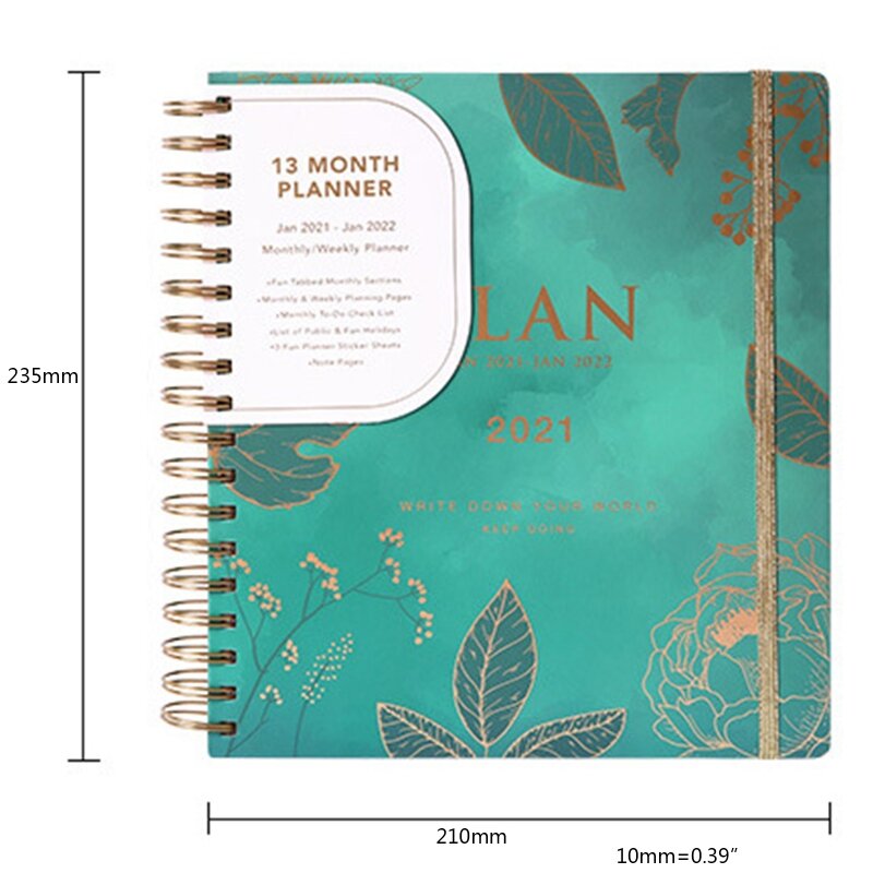 2021 Agenda Planner Organizer B5 Coil Notebook Journal Monthly Weekly Schedule 