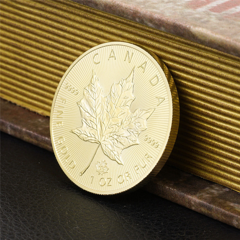Pièce commémorative en feuille d'érable, pièce de monnaie dorée, pièce commémorative de la reine du quartier général