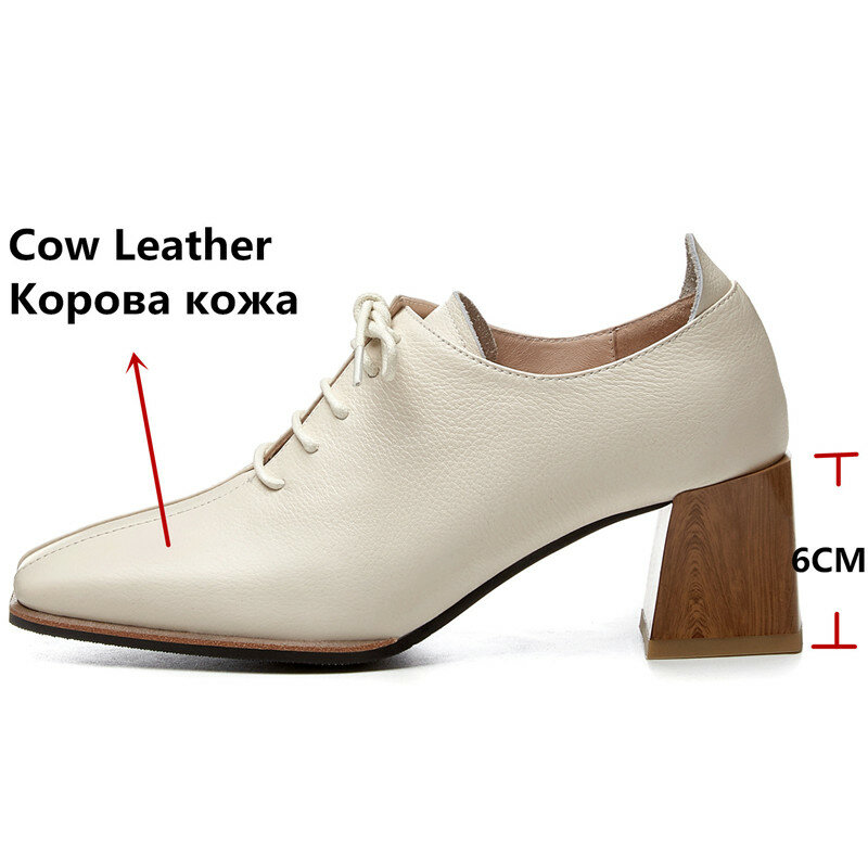 FEDONAS-zapatos de tacón grueso con punta cuadrada para mujer, calzado de piel de vaca, atado cruzado, para primavera y verano
