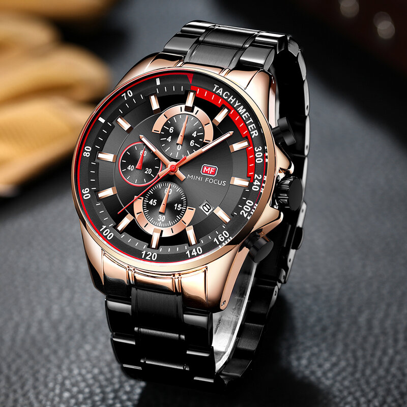 Clássico relógios de quartzo mens top marca de luxo 3 sub-dial 6 mãos data de exibição moda esportes cronógrafo relógio de pulso mini foco