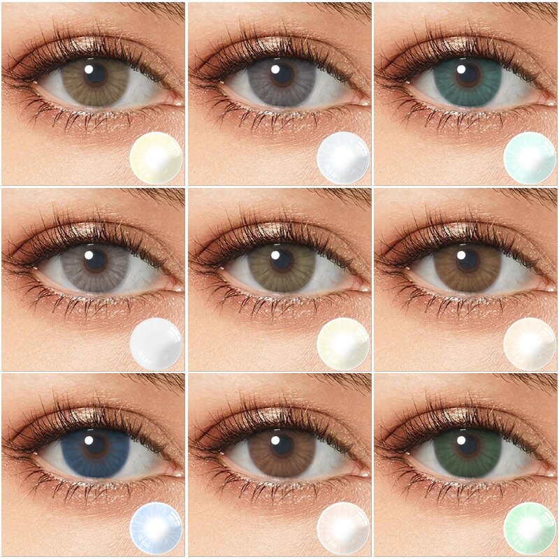 Hidrocor lentes de contatos coloridos 1 par de contatos para os olhos com cor marrom verde azul lentes de contato naturais para os olhos