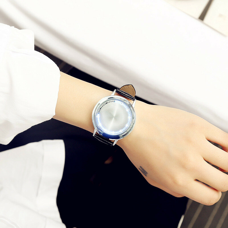 Nuovi orologi Touch a Led moda casual creativo orologio in pelle exquiste orologio al quarzo ora orologio donna uomo relogio masculino saati