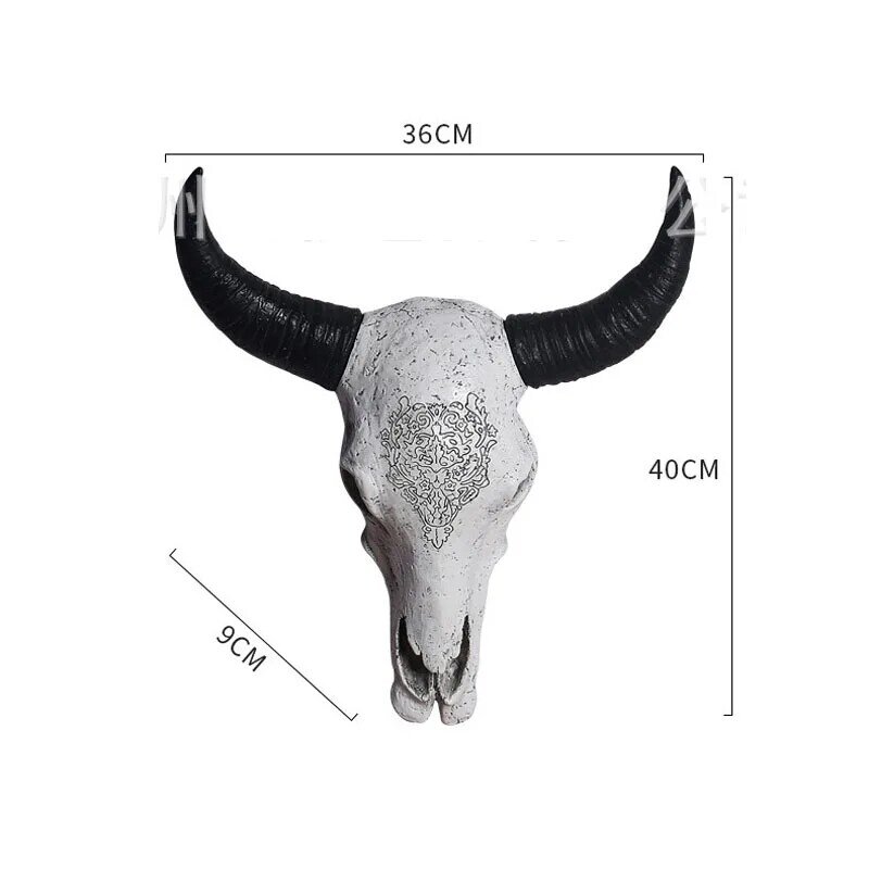 Новый длинный Рог голова КОРОВЫ черепа настенное украшение 3D животное дикая природы полимерная Скульптура Статуэтки ремесла рога для украшения дома